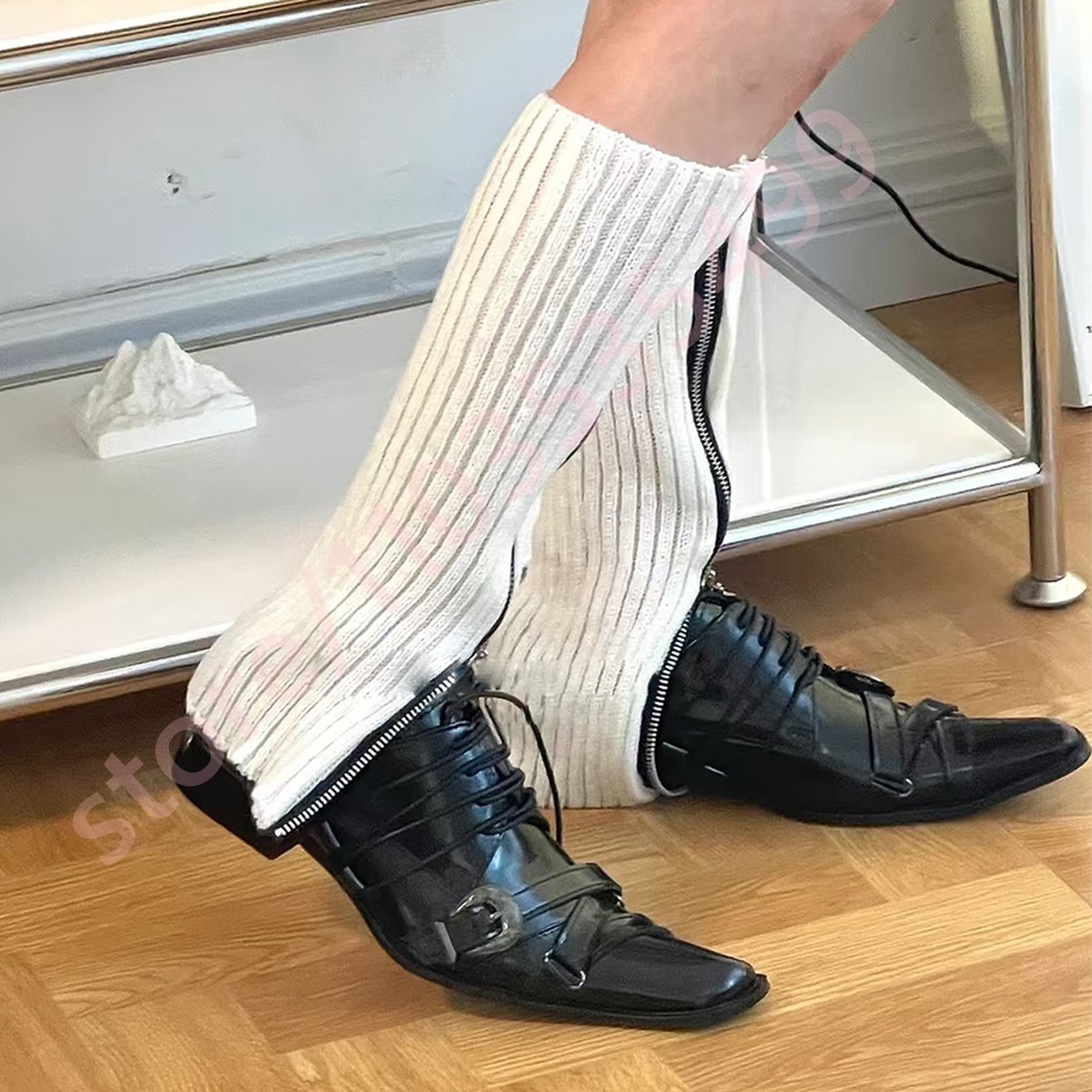 Men'S Fashion Y2K - Black Pointed Toe Women's Thick Heel