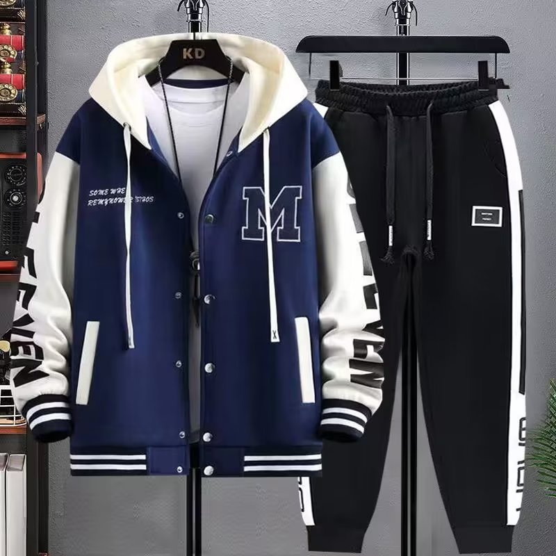 Men'S Fashion Zipper Hoodie - Men's Hooded Tracksuit Set Hoodie Jogger