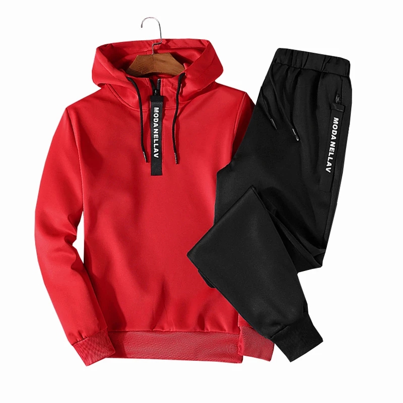 Men'S Fashion Zipper Hoodie - Men Outfit Set Jogger Sports Suits