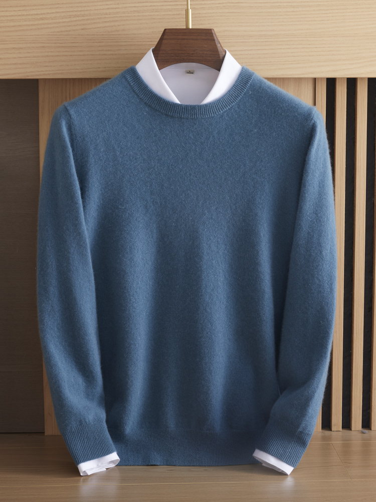 Mens Fashion Jumpers - Pure cashmere men's round neck sweater