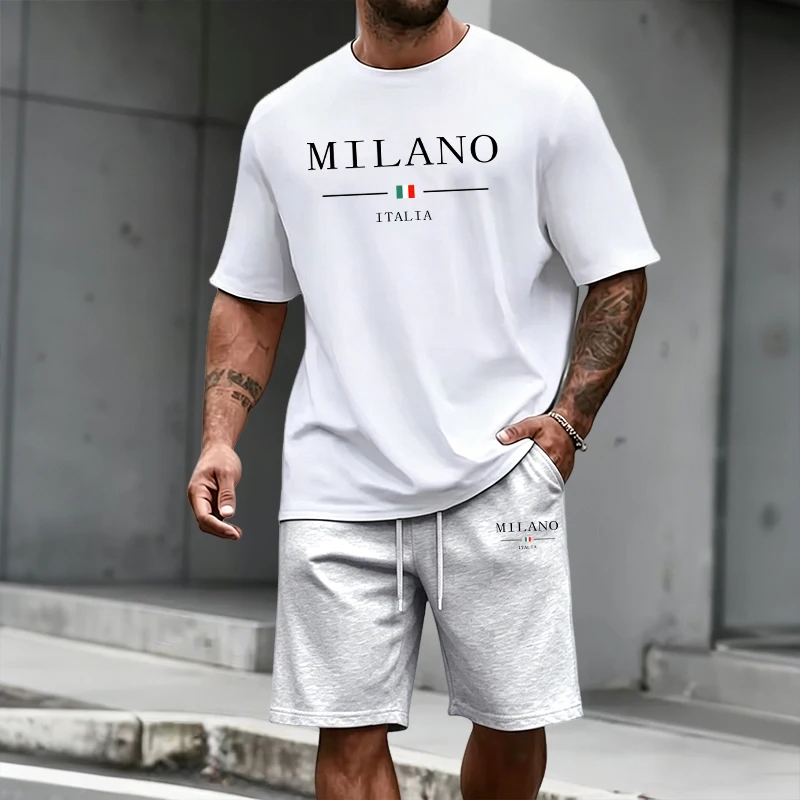 Queer Men'S Fashion - Men's Tracksuit Short Sleeve Top and