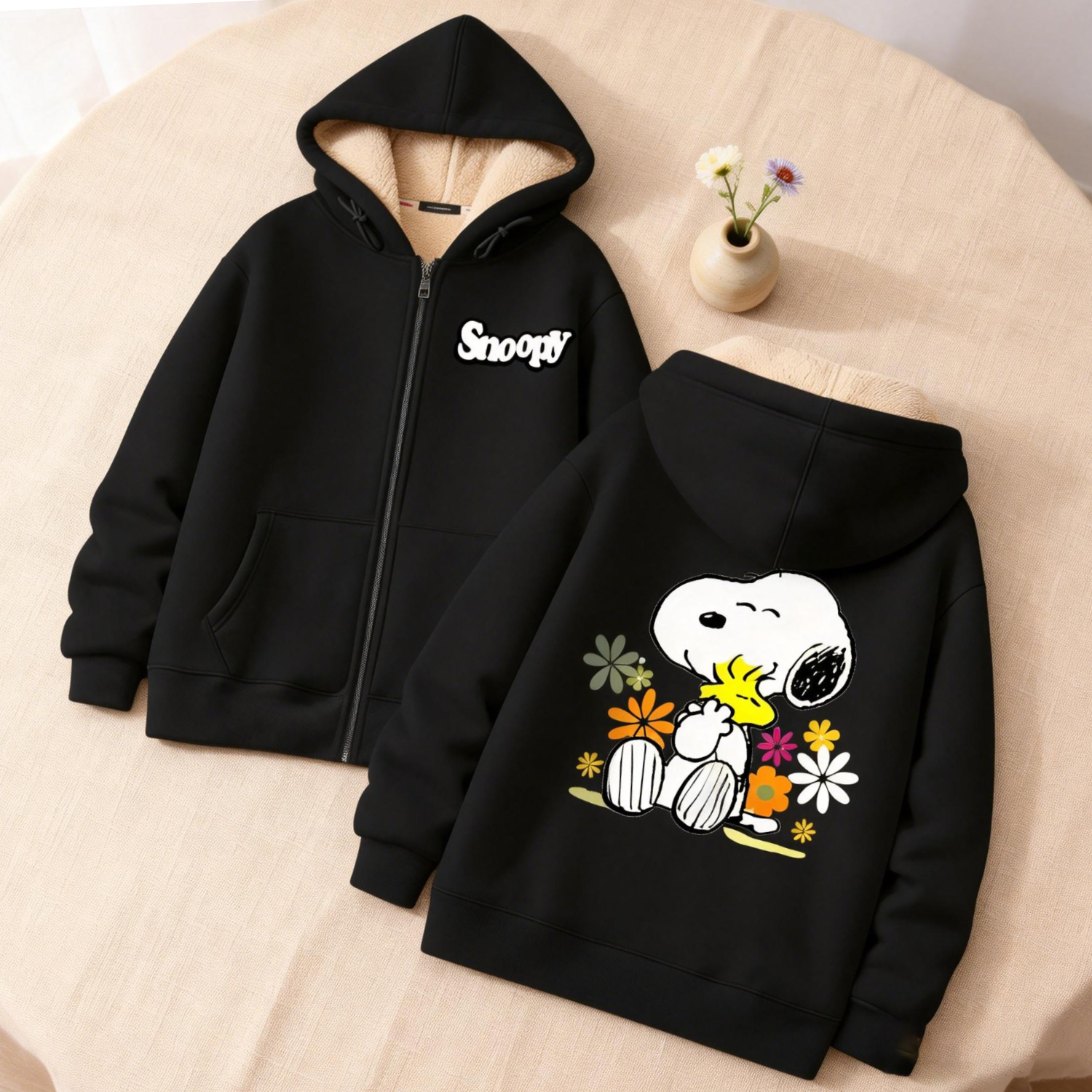 Snoopy Black Zip Hoodie Adult  – Mens Fashion Jumpers recenzja i cena