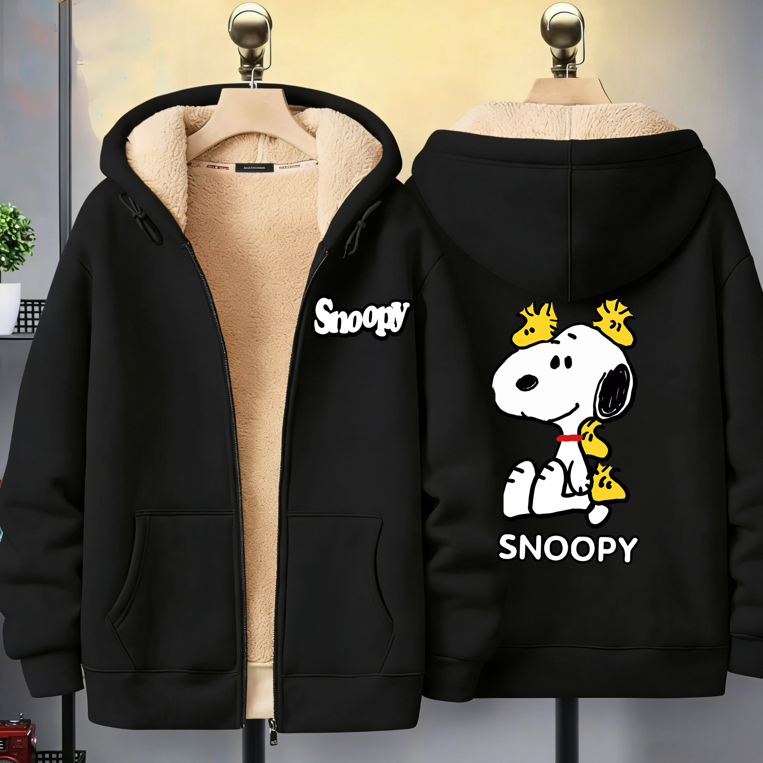 Snoopy Black Zip Hoodie Adult  – Mens Fashion Jumpers recenzja i cena