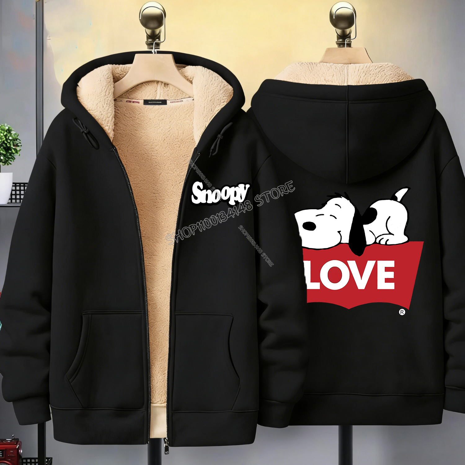 Snoopy Black Zip Hoodie Adult  – Mens Fashion Jumpers recenzja i cena