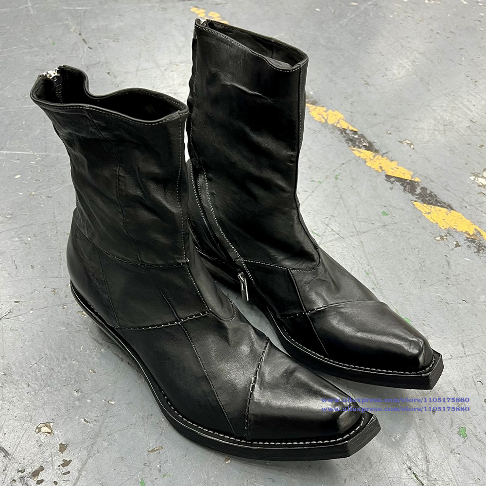 Black Leather Men's Boots Poin – Chelsea Boots Men recenzja i cena