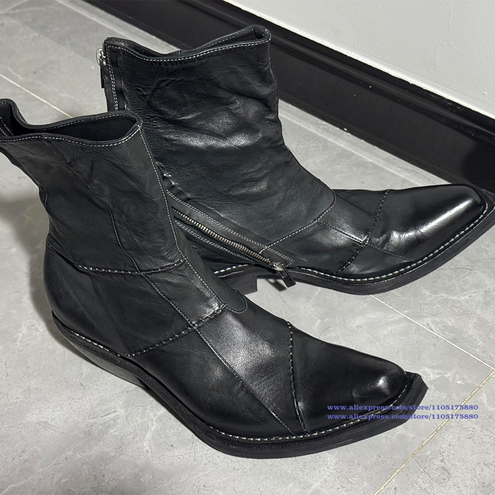 Black Leather Men's Boots Poin – Chelsea Boots Men recenzja i cena