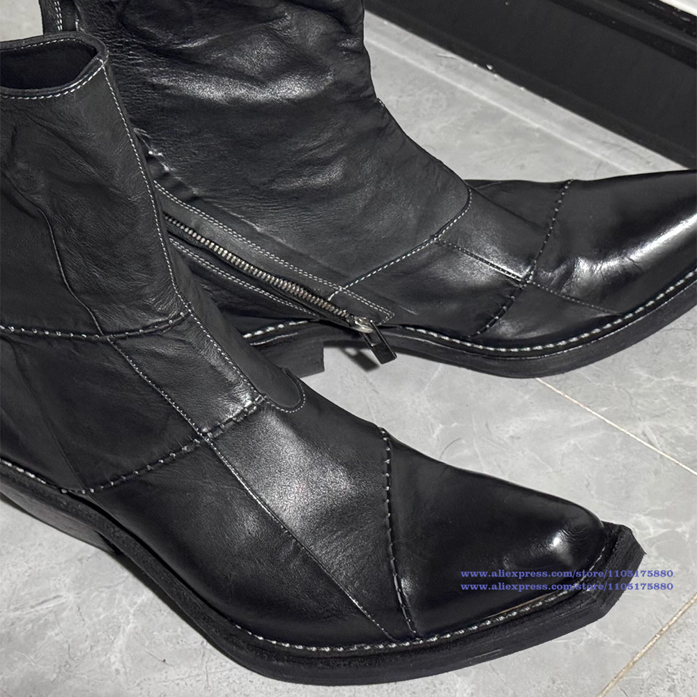 Black Leather Men's Boots Poin – Chelsea Boots Men recenzja i cena