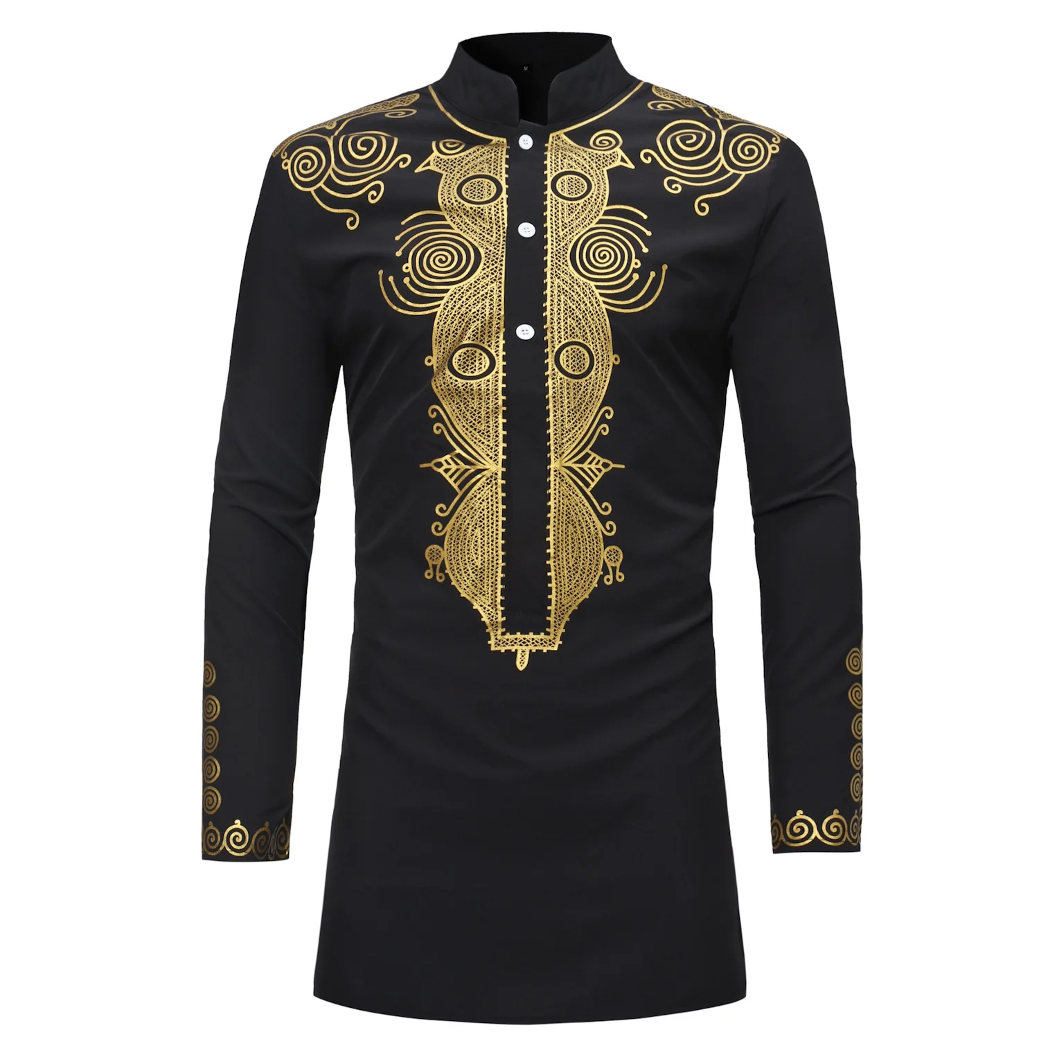 Stand Collar Muslim Shirt Men  – Men'S Fashion Kurta recenzja i cena