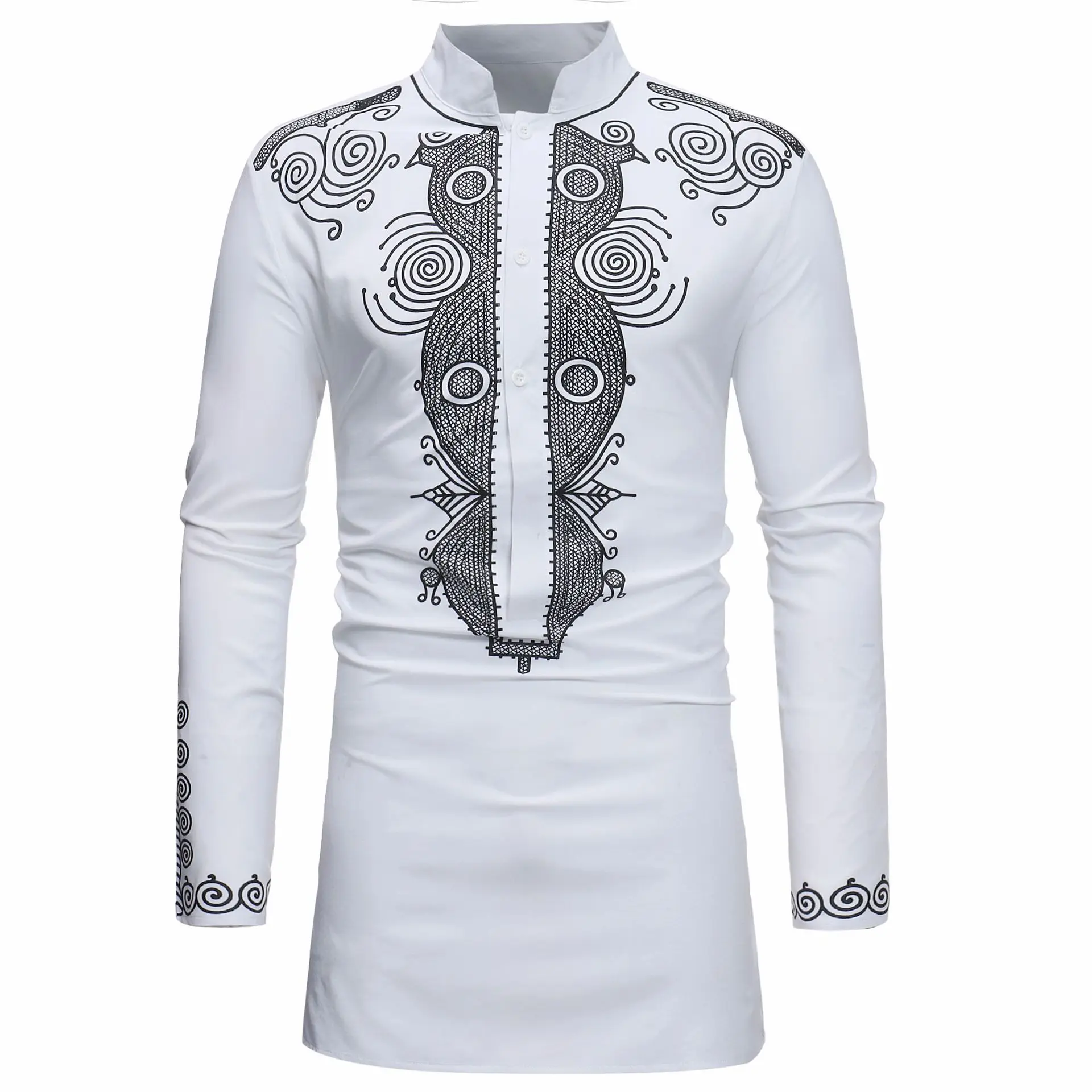 Stand Collar Muslim Shirt Men  – Men'S Fashion Kurta recenzja i cena