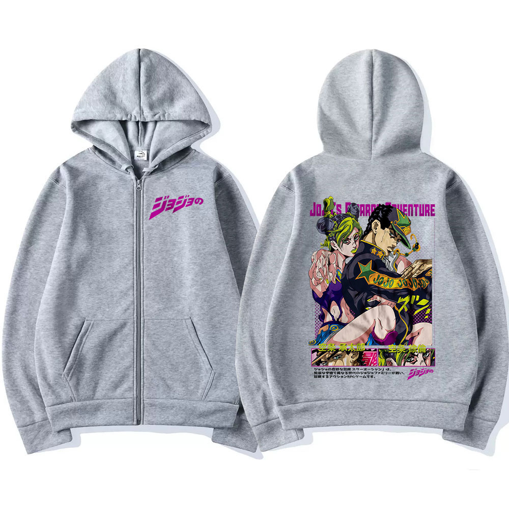 Anime Jojo Bizarre Adventure Z – Men'S Fashion Zipper Hoodie recenzja i cena