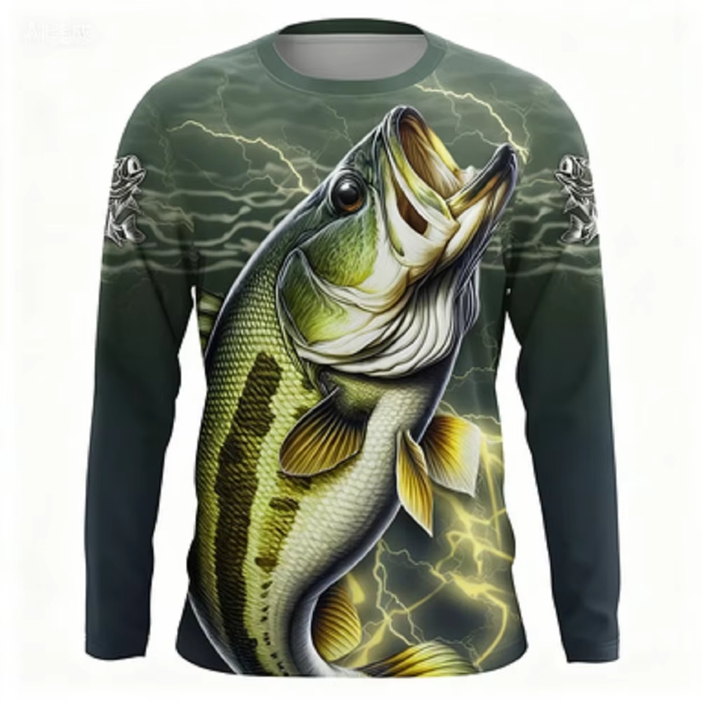 Fashionable Bass Pattern Crew  – Men'S Fashion Undershirt recenzja i cena