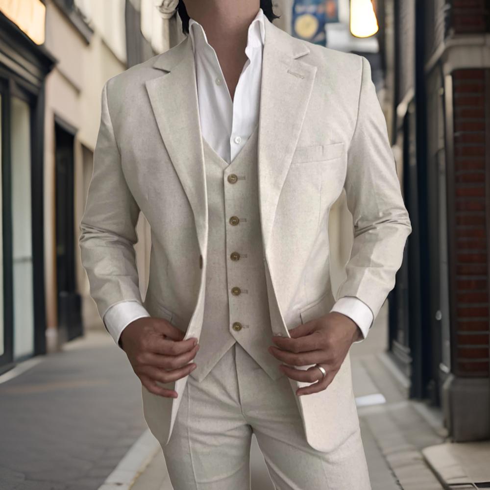 3 Pieces Linen Men Suits for B – Mens Fashion Blazer recenzja i cena