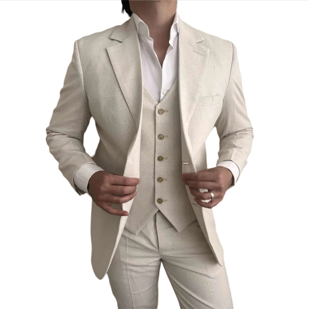 3 Pieces Linen Men Suits for B – Mens Fashion Blazer recenzja i cena