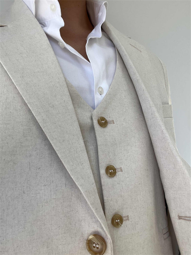 3 Pieces Linen Men Suits for B – Mens Fashion Blazer recenzja i cena