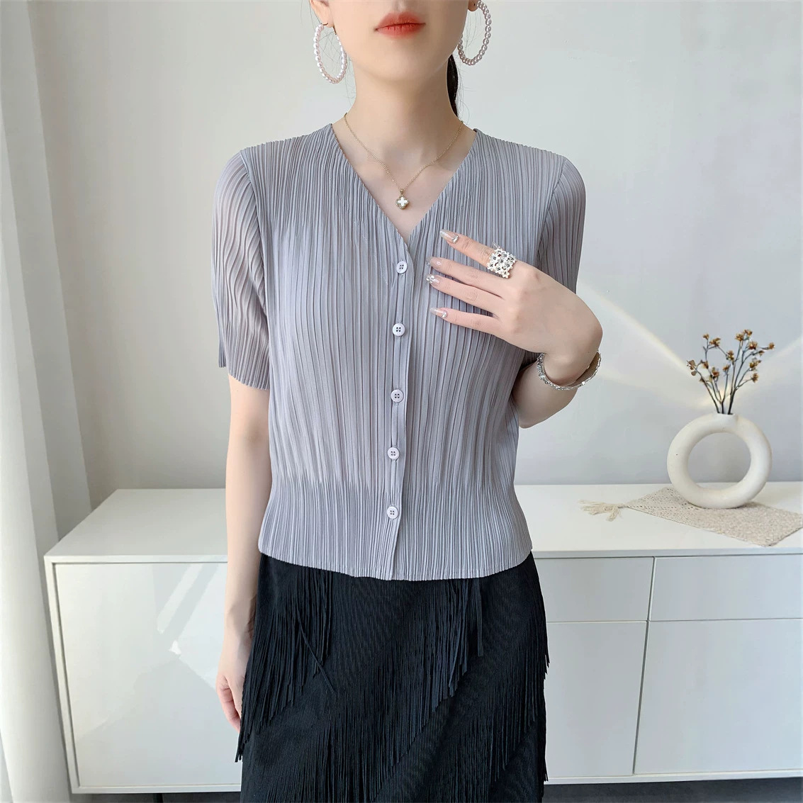 Miyake Pleated Women's Casual  – Mens Fashion Jumpers recenzja i cena