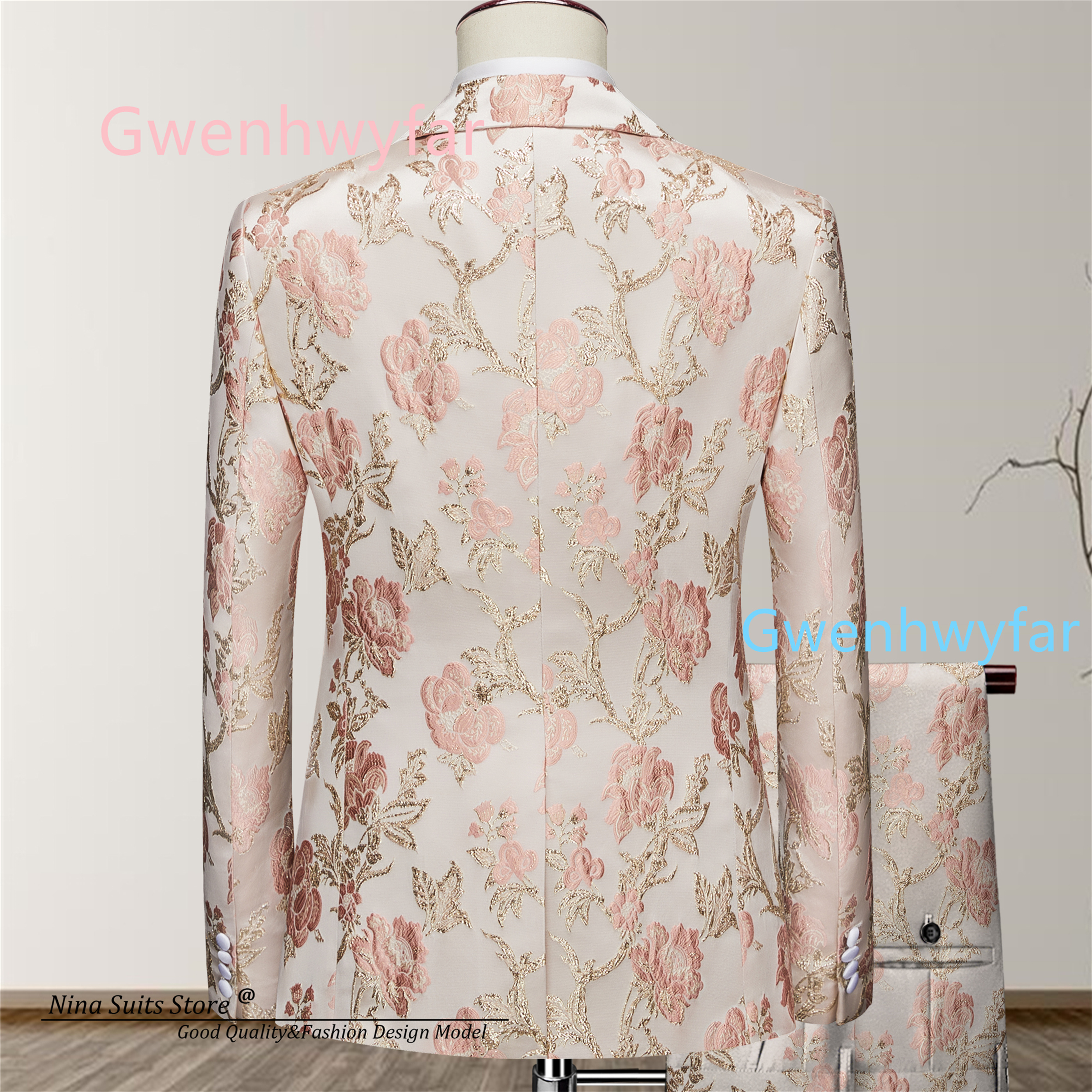 G&N Luxury Gold and Pink Flora – Mens Fashion Blazer recenzja i cena