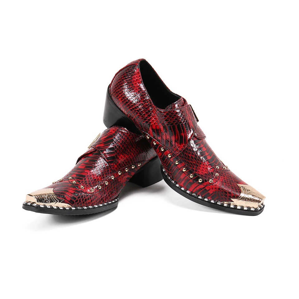Men's Red Snakeskin Studded Bu – Men'S Fashion For Wedding recenzja i cena