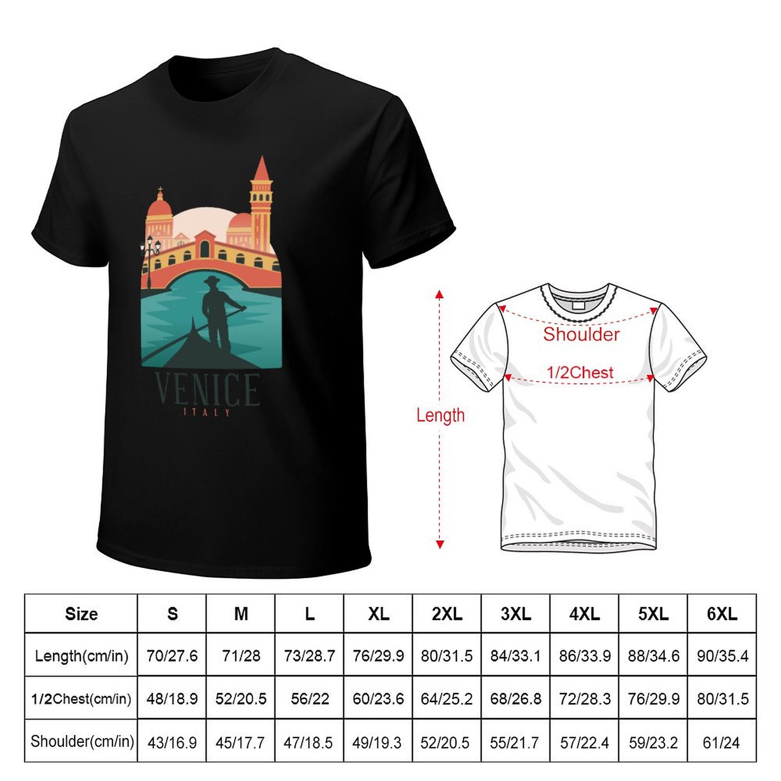 Venice Italy T-Shirt Summer Fa – Men'S Fashion Venice Italy recenzja i cena
