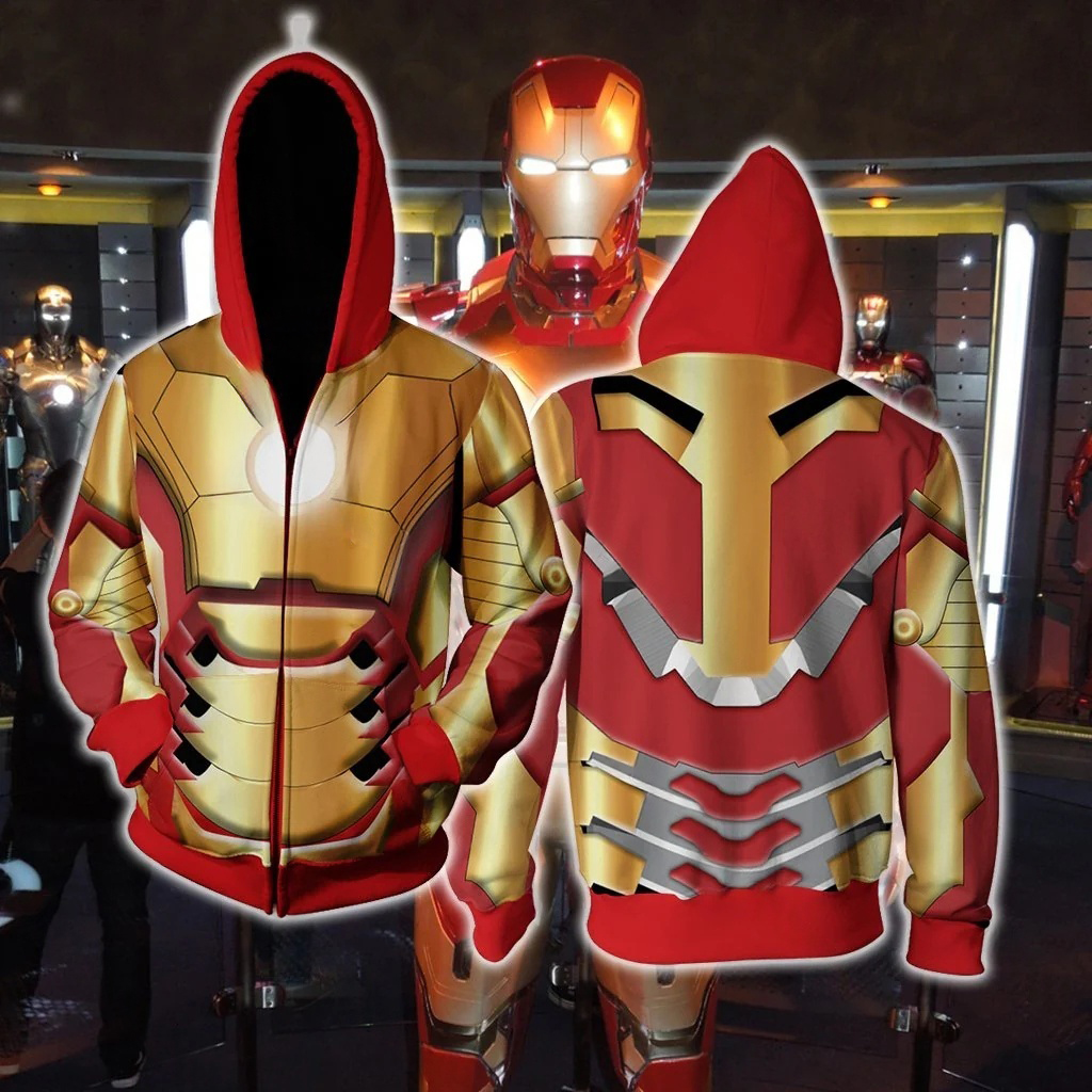 Marvel Iron Man 3D Role Playin – Men'S Fashion Zipper Hoodie recenzja i cena