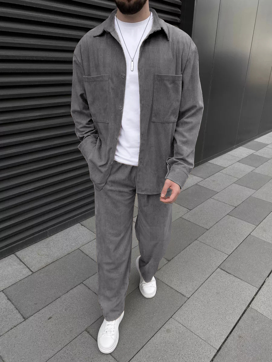 Men's corduroy two-piece outfi – Men'S Fashion Undershirt recenzja i cena