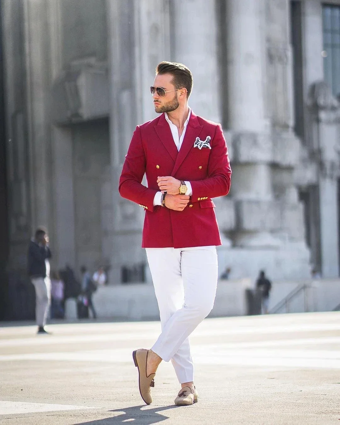 Red Jacket White Pant Double B – Mens Fashion Blazer recenzja i cena
