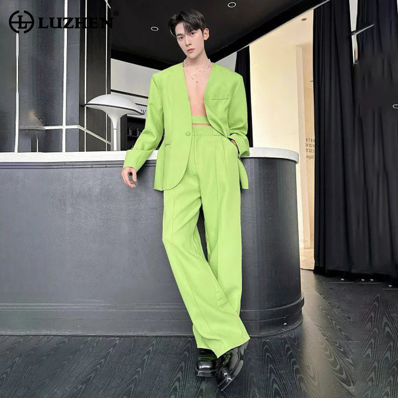 LUZHEN 2026 Spring New Solid C – Mens Fashion Blazer recenzja i cena