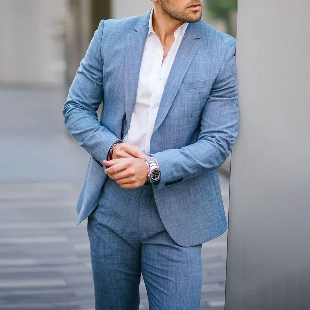 Blue Summer Linen Smart Casual – Mens Fashion Blazer recenzja i cena