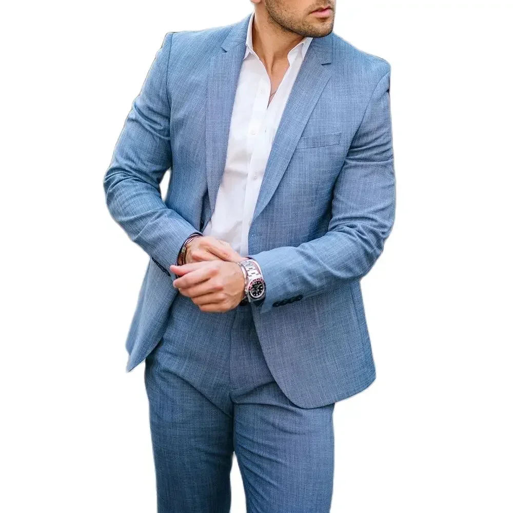 Blue Summer Linen Smart Casual – Mens Fashion Blazer recenzja i cena