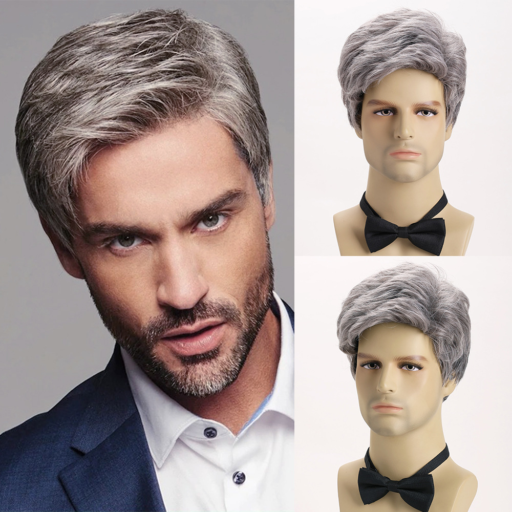 Synthetic Silver Grey Short Wi – Men Fashion Hair Style recenzja i cena