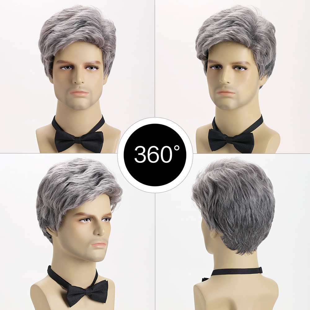 Synthetic Silver Grey Short Wi – Men Fashion Hair Style recenzja i cena