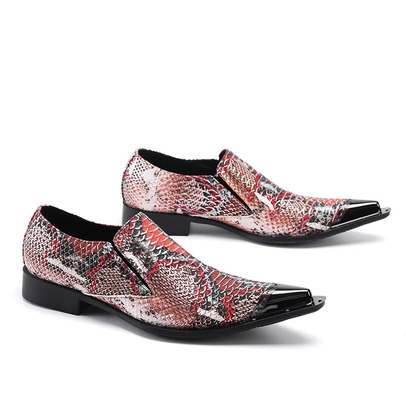 Men's Retro Red Snakeskin Poin – Men'S Fashion For Wedding recenzja i cena